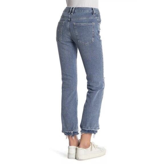 NWT Free People Dylan High Rise Button Front Cropped Blue Jeans Women’s Size 24 - Picture 5 of 13
